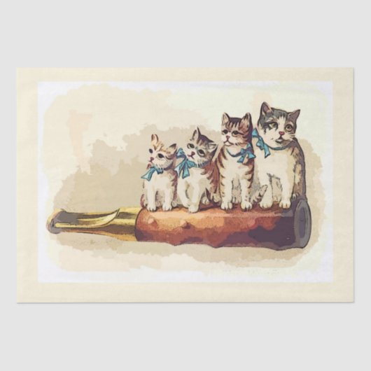 Grappig Victoriaans kerstkatten Tissuepapier (Voorkant)