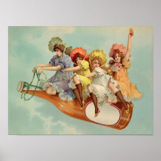 Grappig  Victoriaans Vrouwen Drink Bier Poster (Voorkant)