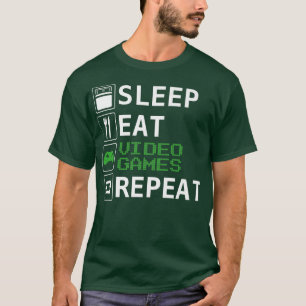 Grappig videogamer Slaap, Eat, Videogames, Herhaal T-shirt