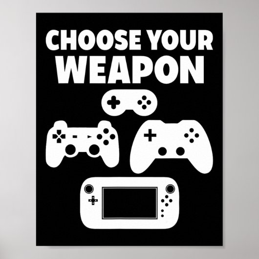 Grappig videospel kies je wapen poster (Voorkant)