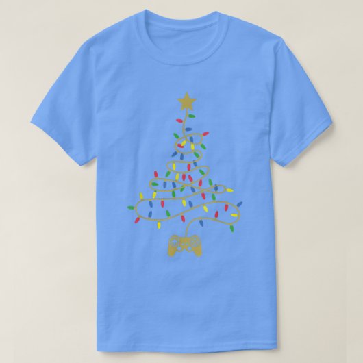 Grappig videospel met kerstboom met lampjes met ke t-shirt (Design voorkant)