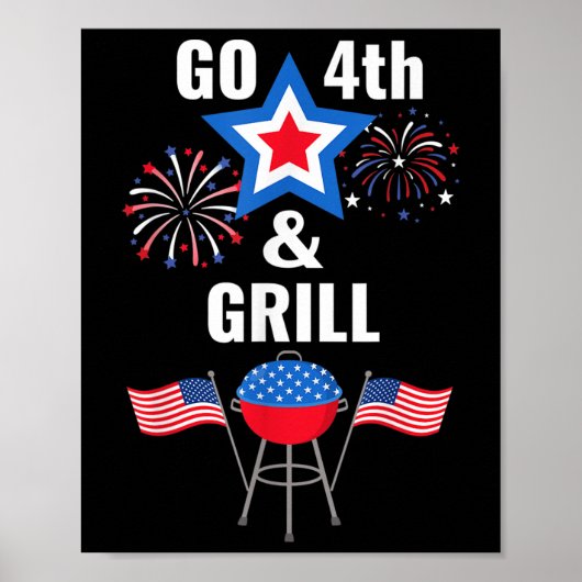 Grappig vierde juli gaan 4th en grill roken meisje poster (Voorkant)