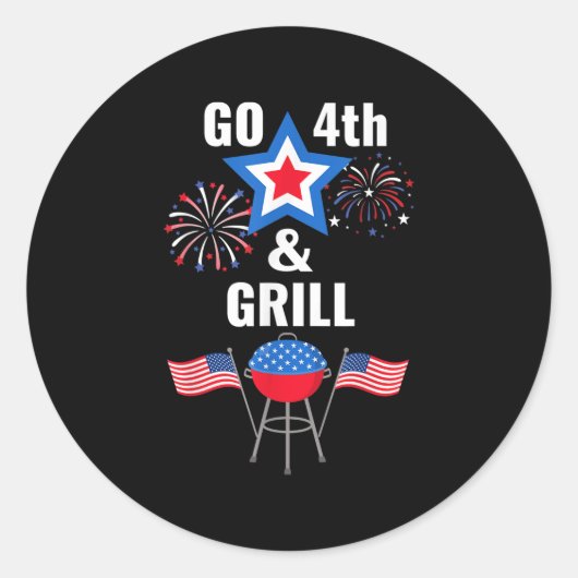 Grappig vierde juli gaan 4th en grill roken meisje ronde sticker (Voorkant)