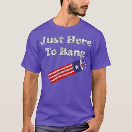 Grappig, vierde juli, ik ben hier net om t-shirt (Voorkant)