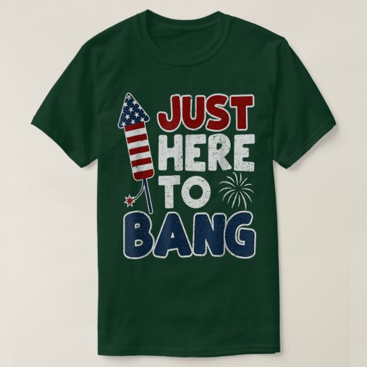 Grappig, vierde juli, ik ben hier net om t-shirt (Design voorkant)