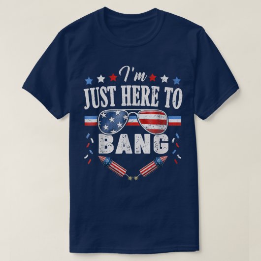 Grappig, vierde juli, ik ben hier voor B T-shirt (Design voorkant)