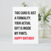 Grappig, vieze verjaardagskaart voor hem en haar bedankkaart (Staand voorkant)