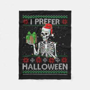 Grappig vind ik Halloween skelet lelijke kerstman Fleece Deken