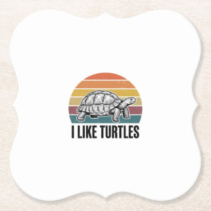 Grappig vind ik schildpadden vintage gravure T-shi Kartonnen Onderzetters