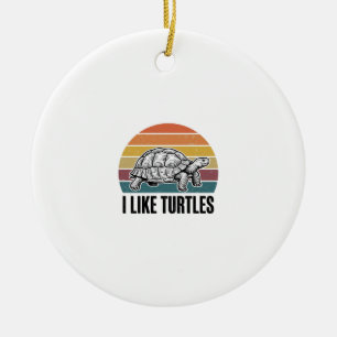 Grappig vind ik schildpadden vintage gravure T-shi Keramisch Ornament