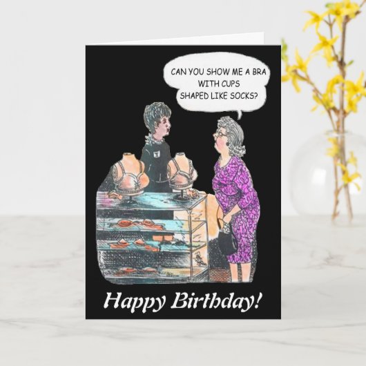 Grappig vinden van de Juiste Bra die oude dame koo Kaart (Gele Bloem)