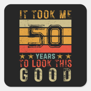 Grappig vintage aangepast nummer verjaardag voor m vierkante sticker