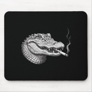 Grappig vintage alligator gezicht dat sigaret rook muismat