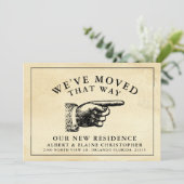 Grappig Vintage Hand Nieuw Adres Aankondiging (Staand voorkant)