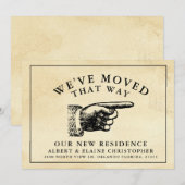 Grappig Vintage Hand Nieuw Adres Aankondiging (Voorkant / Achterkant)