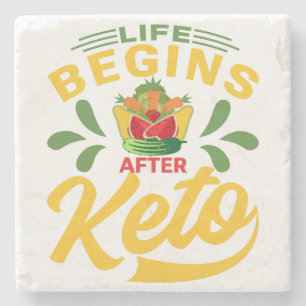 Grappig Vintage Leven begint na Keto Grappige Spre Stenen Onderzetter
