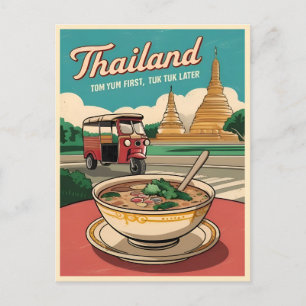 Grappig Vintage Reizen Thailand Humor Retro Graphi Briefkaart