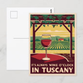 Grappig Vintage Reizen Toscane Italië Wijn O'Clock Briefkaart (Voorkant / Achterkant)