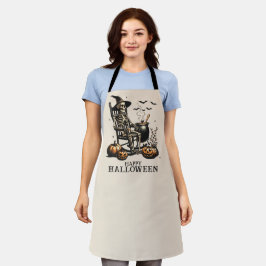 Grappig Vintage Skelet Halloween Schort
