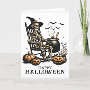 Grappig Vintage Skelet Wacht Halloween Af Feestdagen Kaart