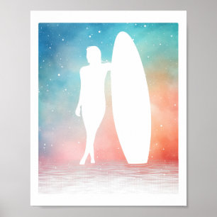 Grappig Vintage Surf Design Voor Vrouwen Surfende Poster