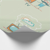 Grappig Vintage Televisie Doodle Karakter Cadeaupapier (Hoek)