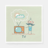 Grappig Vintage Televisie Doodle Karakter Servet (Voorkant)