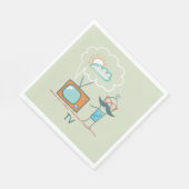 Grappig Vintage Televisie Doodle Karakter Servet (Hoek)