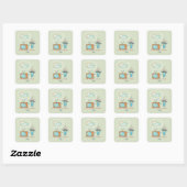 Grappig Vintage Televisie Doodle Karakter Vierkante Sticker (Vel)