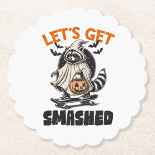 Grappig vintage thema wasbeer skateboard Halloween Kartonnen Onderzetters