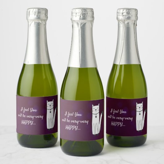 Grappig Violet Mousserende Wijn Mini Flesje Label  Sparkling Wijnetiket (Flessen)