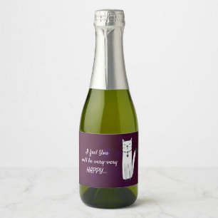 Grappig Violet Mousserende Wijn Mini Flesje Label Sparkling Wijnetiket
