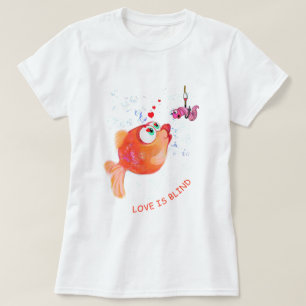 Grappig Vis en Worm T-Shirt - Aangepaste tekst
