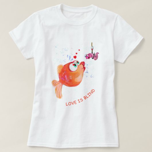 Grappig Vis en Worm T-Shirt - Aangepaste tekst (Design voorkant)