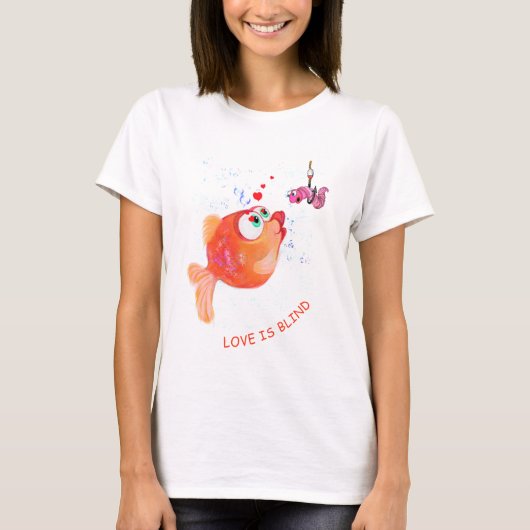 Grappig Vis en Worm T-Shirt - Aangepaste tekst (Voorkant)