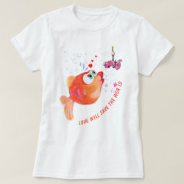 Grappig Vis en Worm T-Shirt - Aangepaste tekst