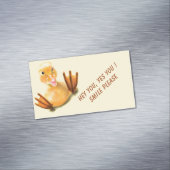 Grappig Visitekaartje magneet en speelse gele eend (Voorbeeld)