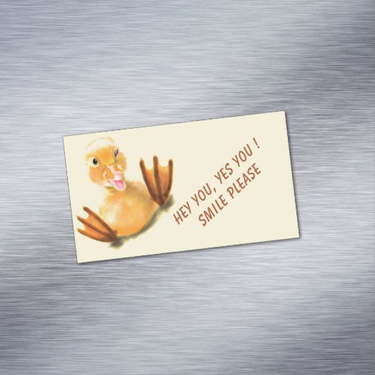 Grappig Visitekaartje magneet en speelse gele eend (Voorbeeld)