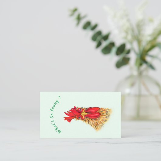 Grappig Visitekaartje met Happy Chickens Boerderij (Staand voorkant)