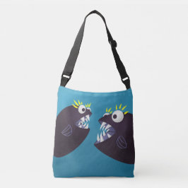 Grappig visontwerp met een vreemde illustratie van crossbody tas