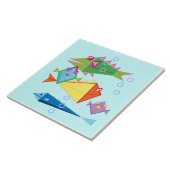 Grappig vissen met bubbels tegeltje (Zijkant)