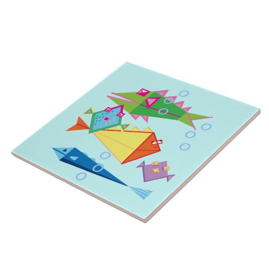 Grappig vissen met bubbels tegeltje (Zijkant)