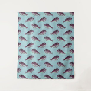 Grappig vissen met een Fancy oebelaspatroon Wandkleed