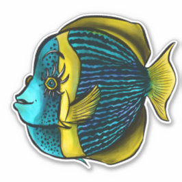 Grappig vissen met eyelashes oceaanbiologie sticker