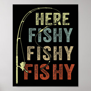 Grappig Vissen-shirt hier-fishy door vader vrouwen Poster
