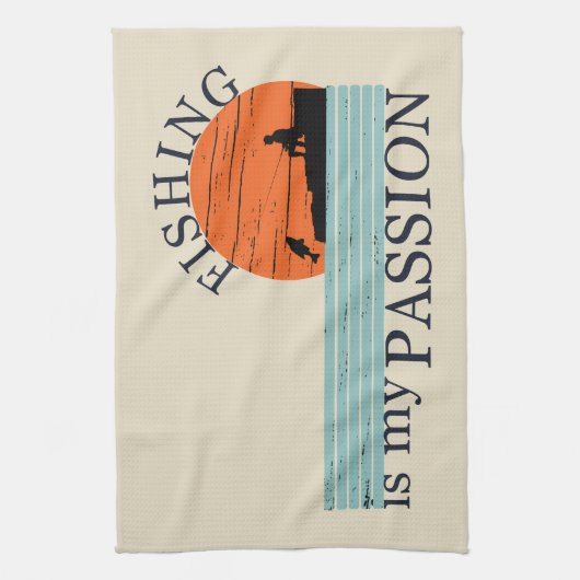 Grappig visserij gezegde theedoek (Verticaal)