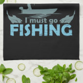 Grappig visserij gezegde theedoek (Gevouwen)