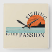 Grappig visserij gezegde vierkante klok (Voorkant)