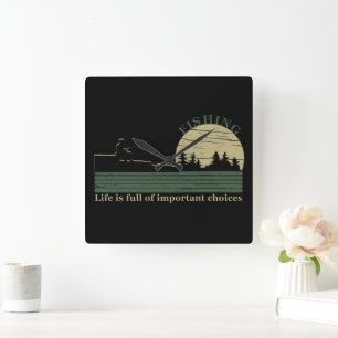 Grappig visserij gezegde vierkante klok