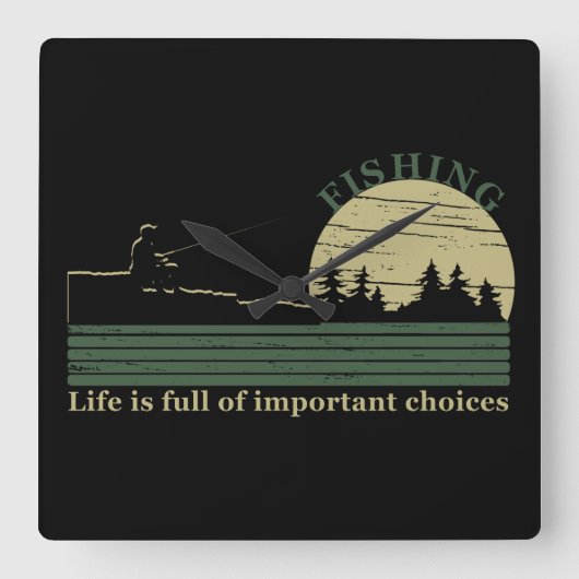 Grappig visserij gezegde vierkante klok (Voorkant)